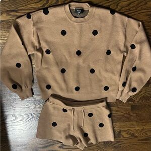 Vici Brown and Black Polka Dot Men's Crewneck Sweater